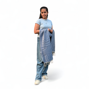 Blue Viscose Printed Dupatta | Soft Lightweight Ethnic Wrap - Mojopanda Organic  Store
