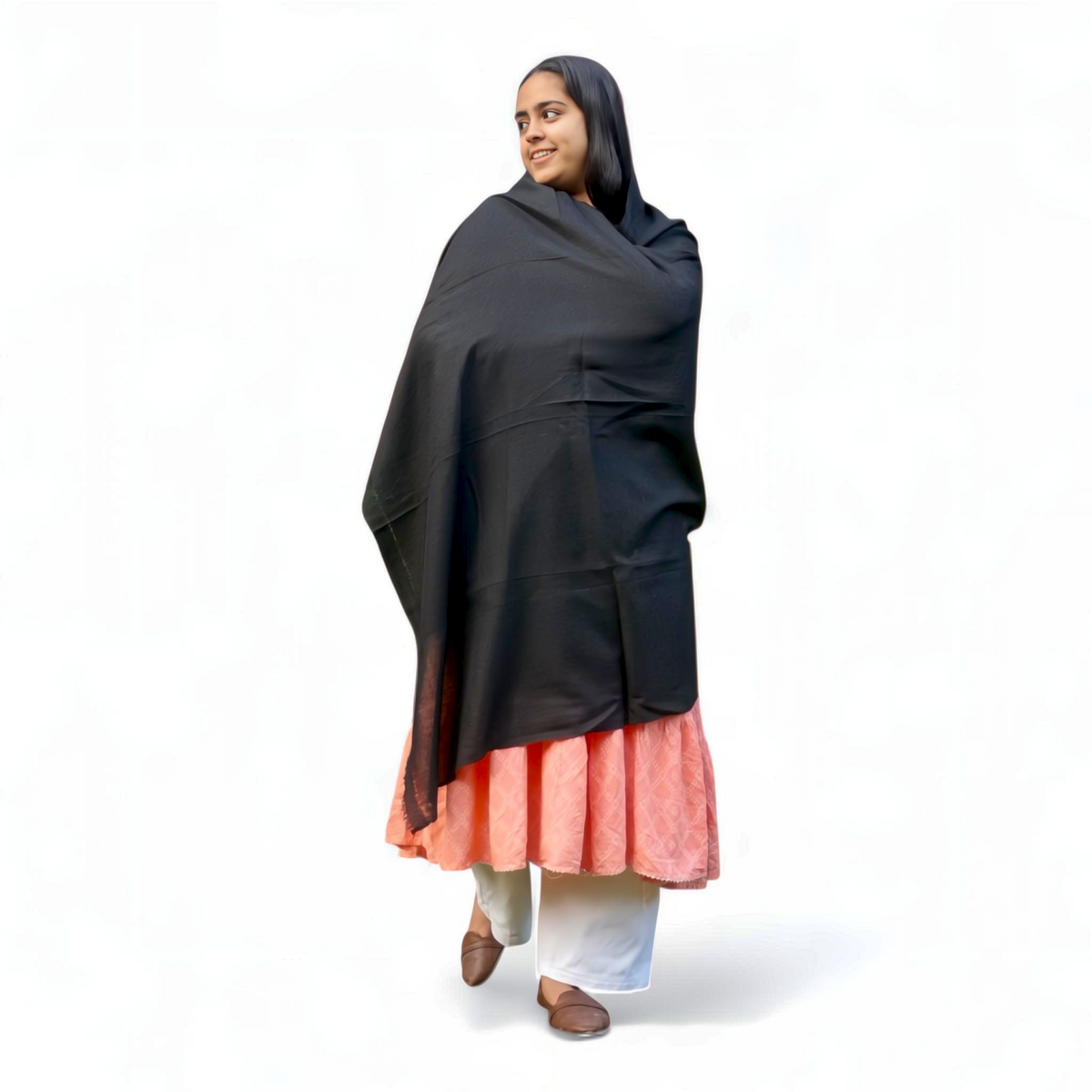 Black Wool–Silk Blend Stole | Soft, Luxurious & Lightweight | Classic Solid Design - Mojopanda Organic  Store