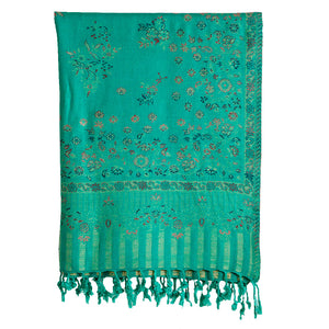 Woolen Stoles & Shawls | Green & Multi| 70x200 CM | - Mojopanda Organic  Store