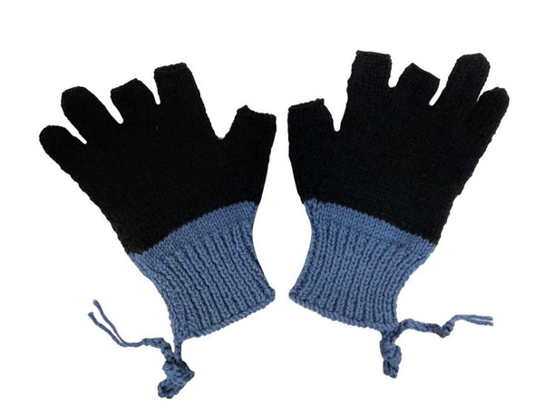 Woolen Gloves | 100 % Organic  Wool | Chambray & Black