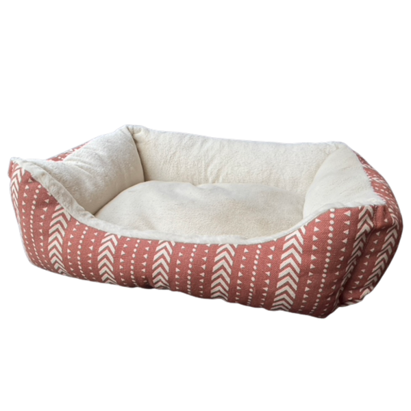 Pink & White Dog Lounger Bed | Pet Bedding