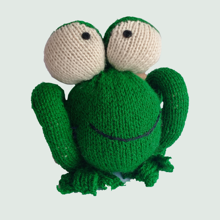Frog Hand Knitted Stuffed/Plush/Soft Toy  - Front View