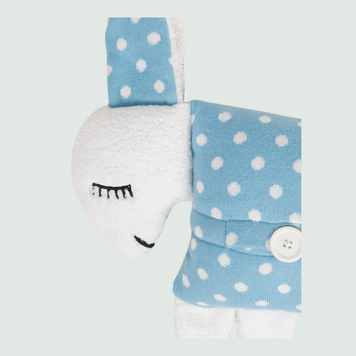Sky Blue Sheep Hand Knitted Baby Pillow with Cover - Face