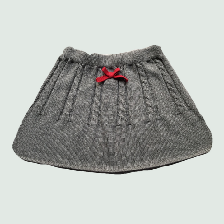 Grey Cotton Skirt for Baby Girl - Front View