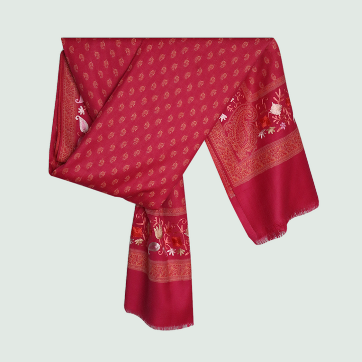 Pink Odhni With Embroidered Floral Motifs | Stoles & Shawls- Front View