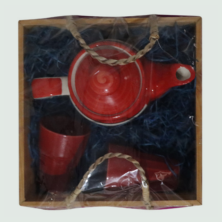 Gift Hamper Tray with Tea Kettle + 2 Te Glass - Top  View