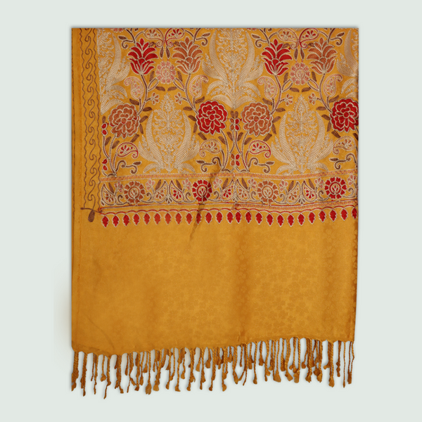 Odhni Floral Motif - Embroidered - Multi color | Stoles & Shawls - Front View