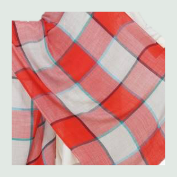 Red Checker Traditional Stole - Front View