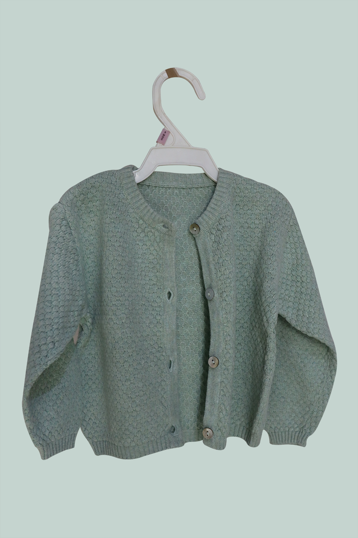 Sea-Green Angrakha sweater - Front open