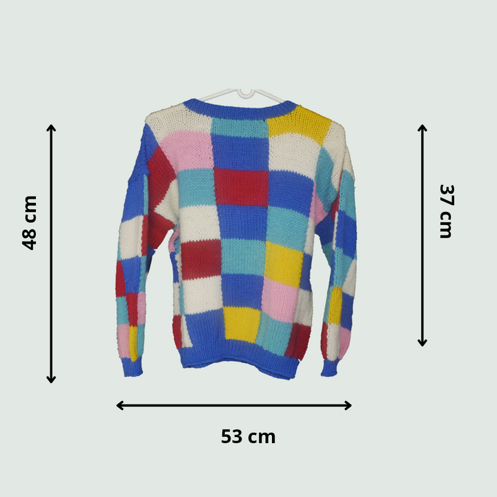 Multicolor check sweater - Size chart