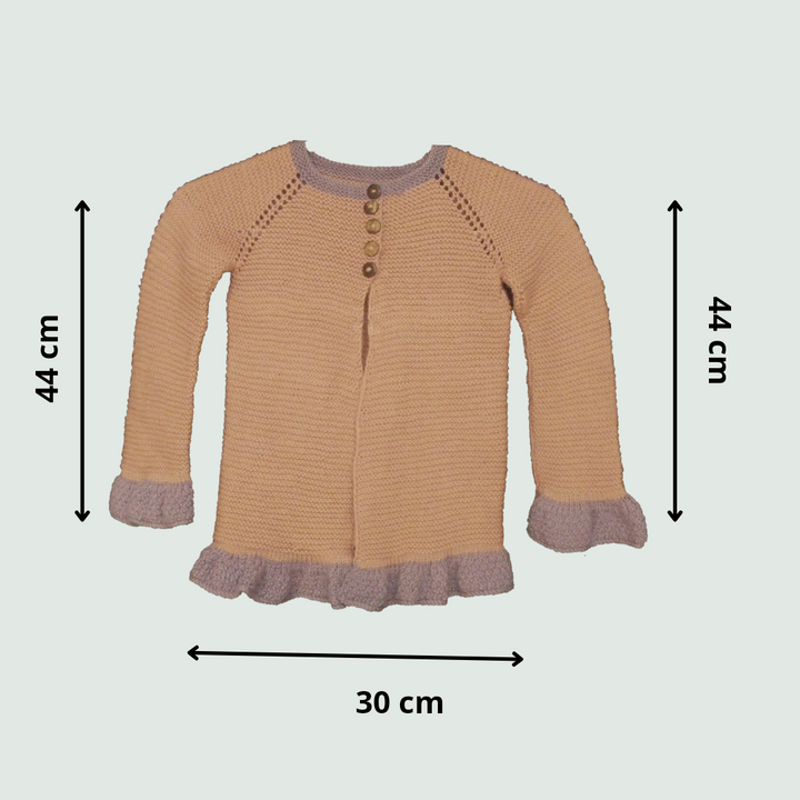 Brown woollen sweater for baby Girl - Size Chart