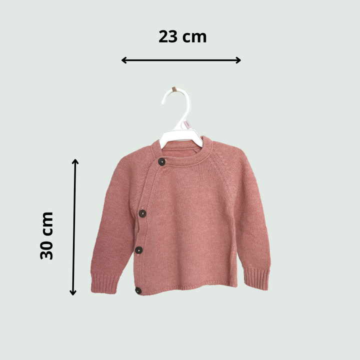 Peach Angrakha sweater for baby - Size chart - 30 cm X 23 cm 