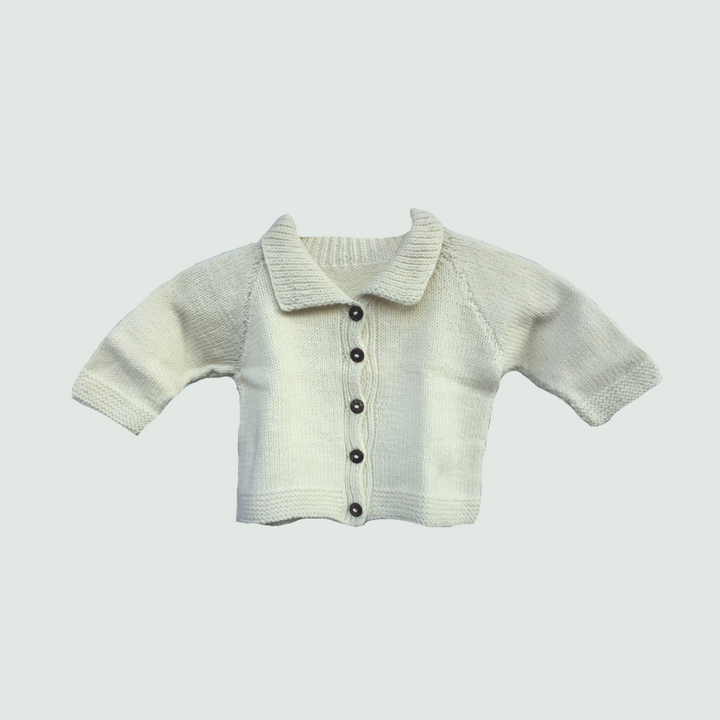 White collared sweater for baby - Front View