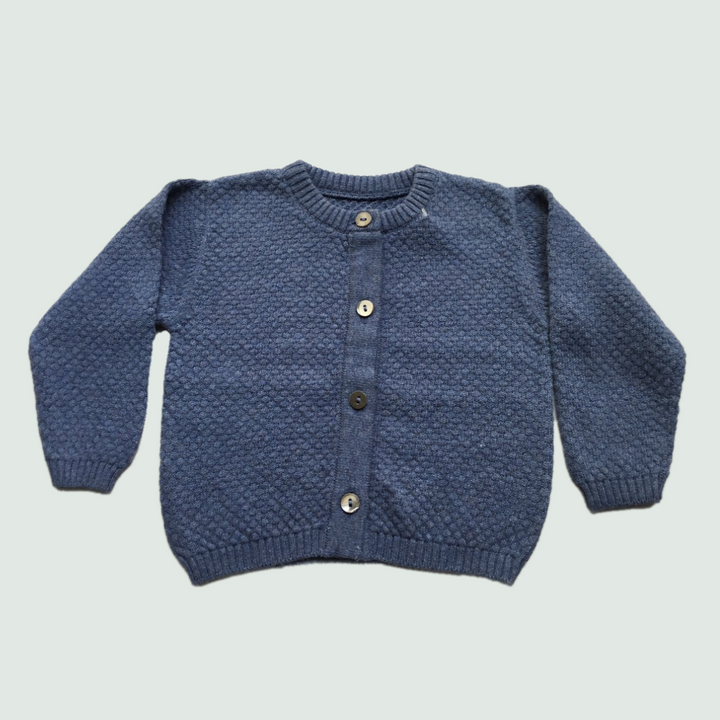 Blue Cardigan for baby - Front View