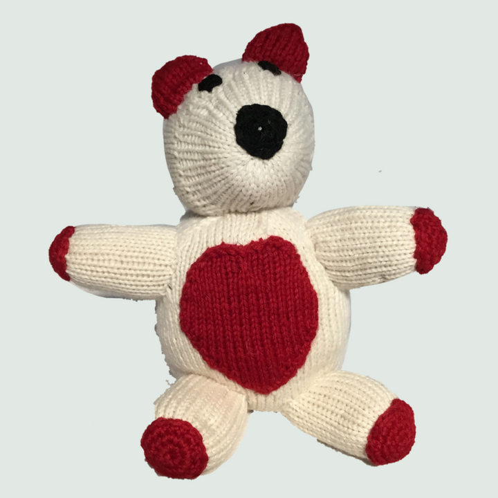 Teddy Bear Hand Knitted Stuffed/Plush/Soft Toy  - Front View