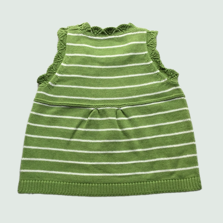 Green-white stripes Baby Frock - Back View