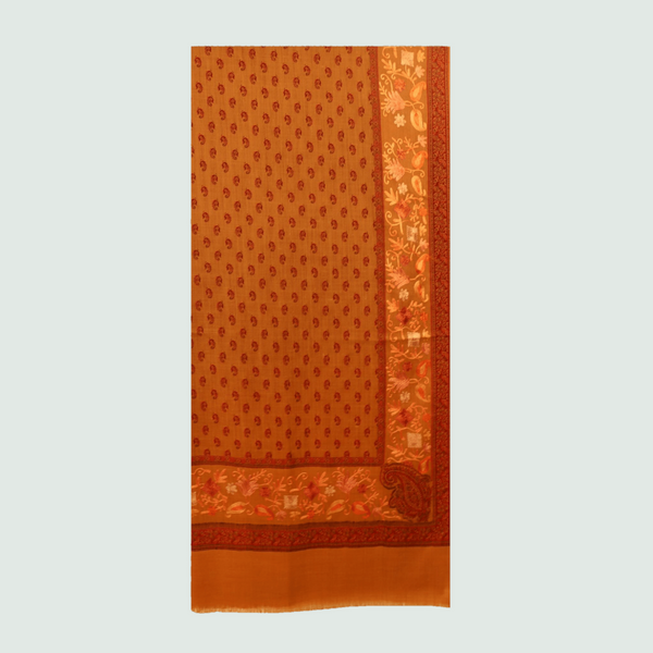 Yellow Odhni With Embroidered Floral Motifs | Stoles & Shawls- Front View