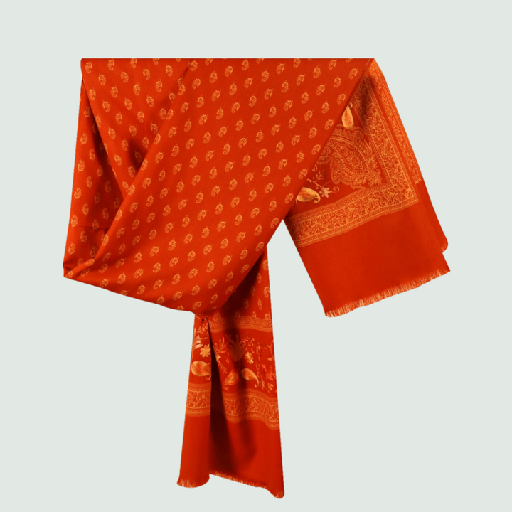 Tangerine Floral Odhani | Stoles & Shawls - Front View