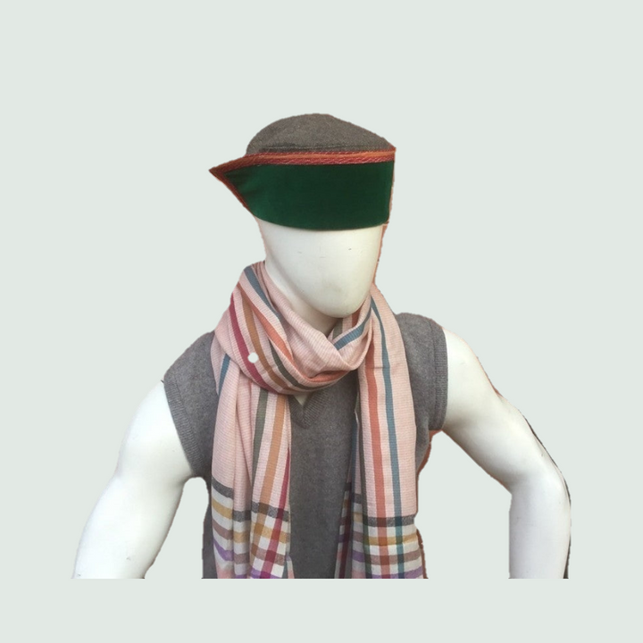 Red Check Stole for Men - Front View