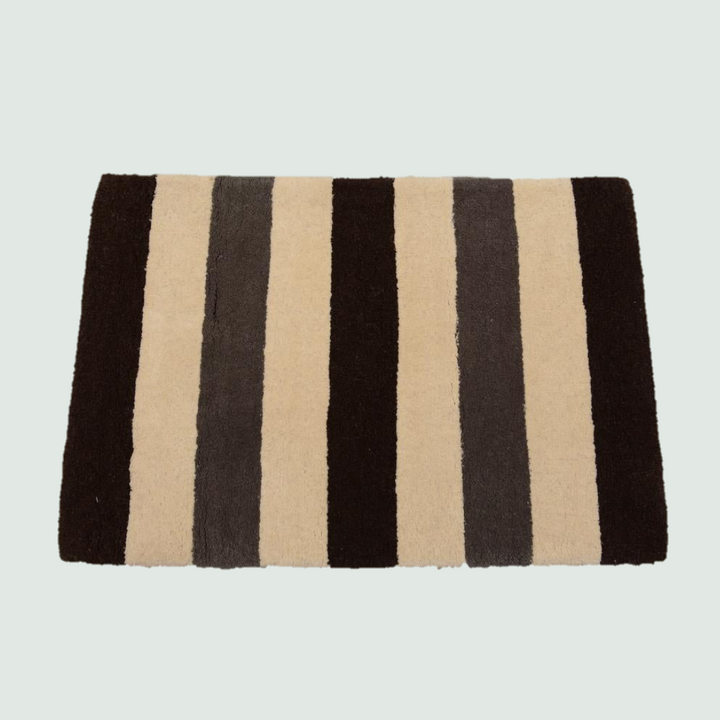 Monochrome Striped Hand-Tufted Carpet - Front View