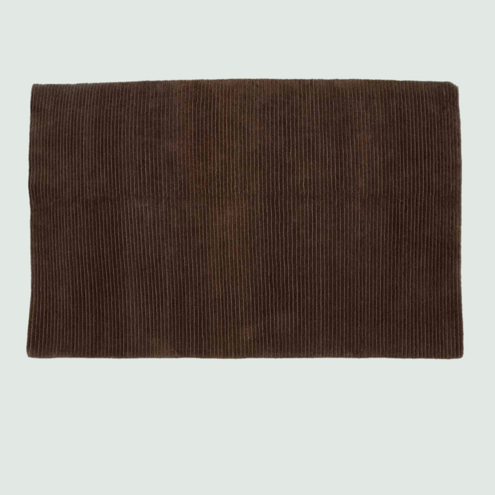 Dark Brown Textured Hand-Knotted Carpet - Front View