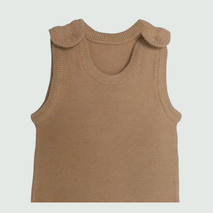 Caramel Baby Romper | 100% Organic Cotton - Front View