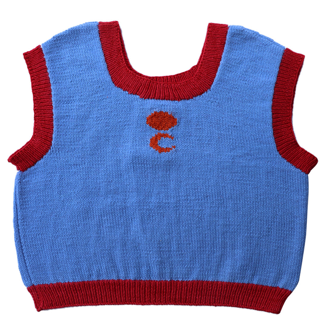 Organic Wool |  Top - Sun & Moon  Design |  Red & Wild Blue - Mojopanda Organic  Store