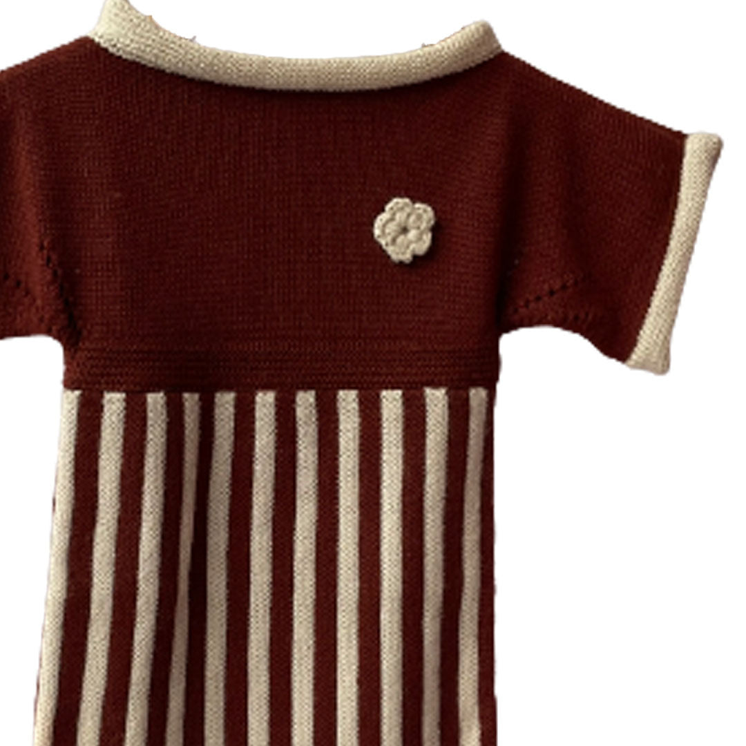 Frock Red Wine & White  | For Baby Girl | 100% Organic Wool - Mojopanda Organic  Store