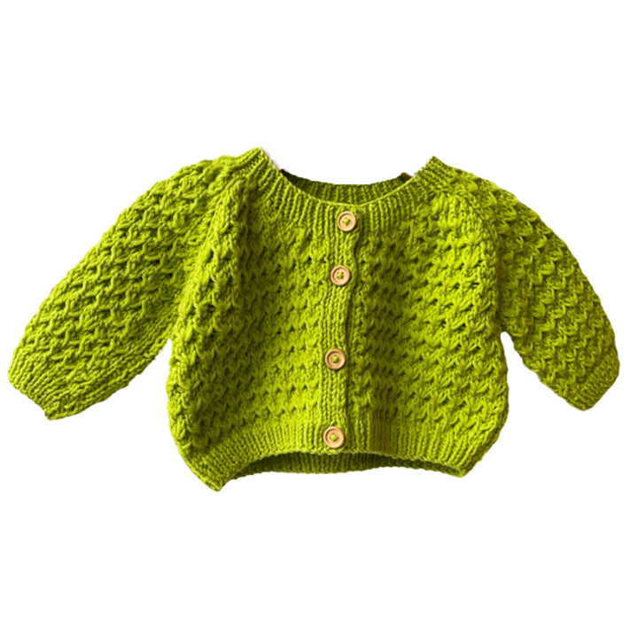 Cardigan Wattle | For Girl & baby Boys  | 100% Organic Wool | Size-1 - 12 month