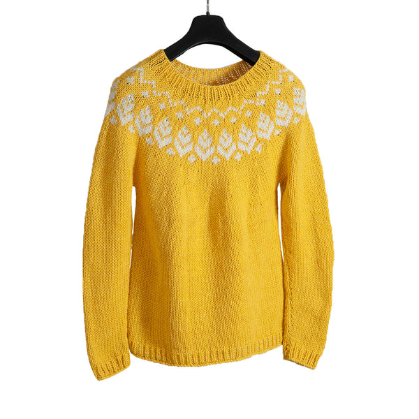 Organic Wool |  Pullover  |  Yellow & White