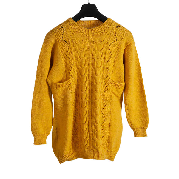 Organic Wool |   Pullover with 2 Pockets |  Mustard