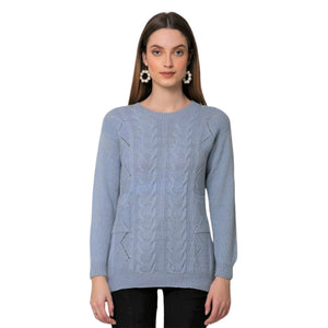 Light Blue Women Pullover | Organic | Pullover with 2 Pockets - Mojopanda Organic  Store