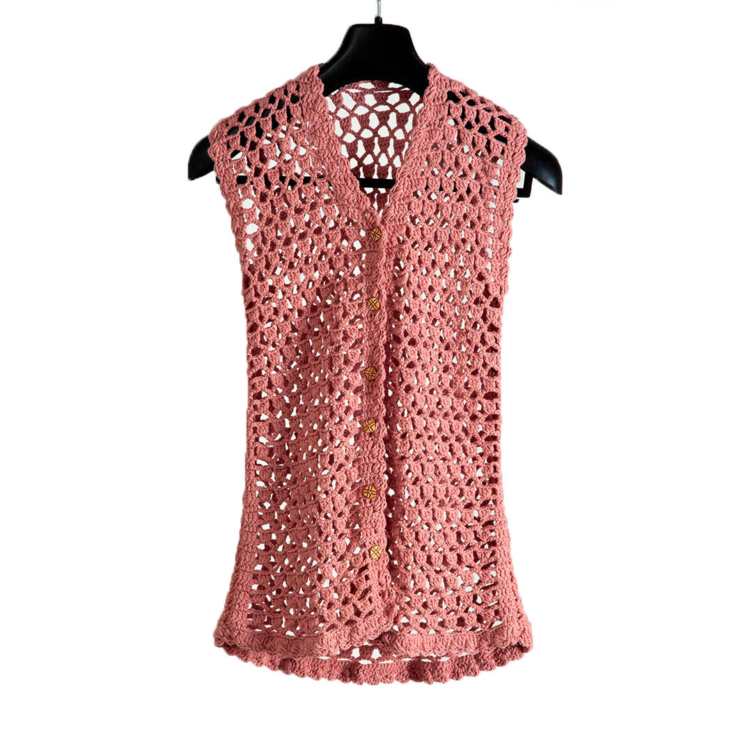 Organic Wool Cardigan Crochet | Dark Salmon - Mojopanda Organic  Store
