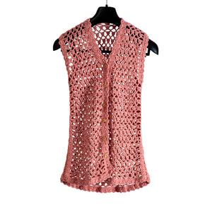Organic Wool Cardigan Crochet | Dark Salmon - Mojopanda Organic  Store