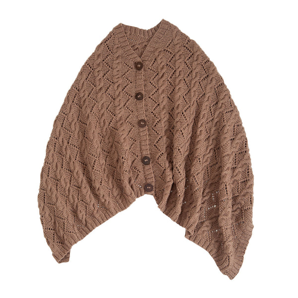 Poncho  V Neck,  -Beige   |  For Women  |  100% Organic Wool