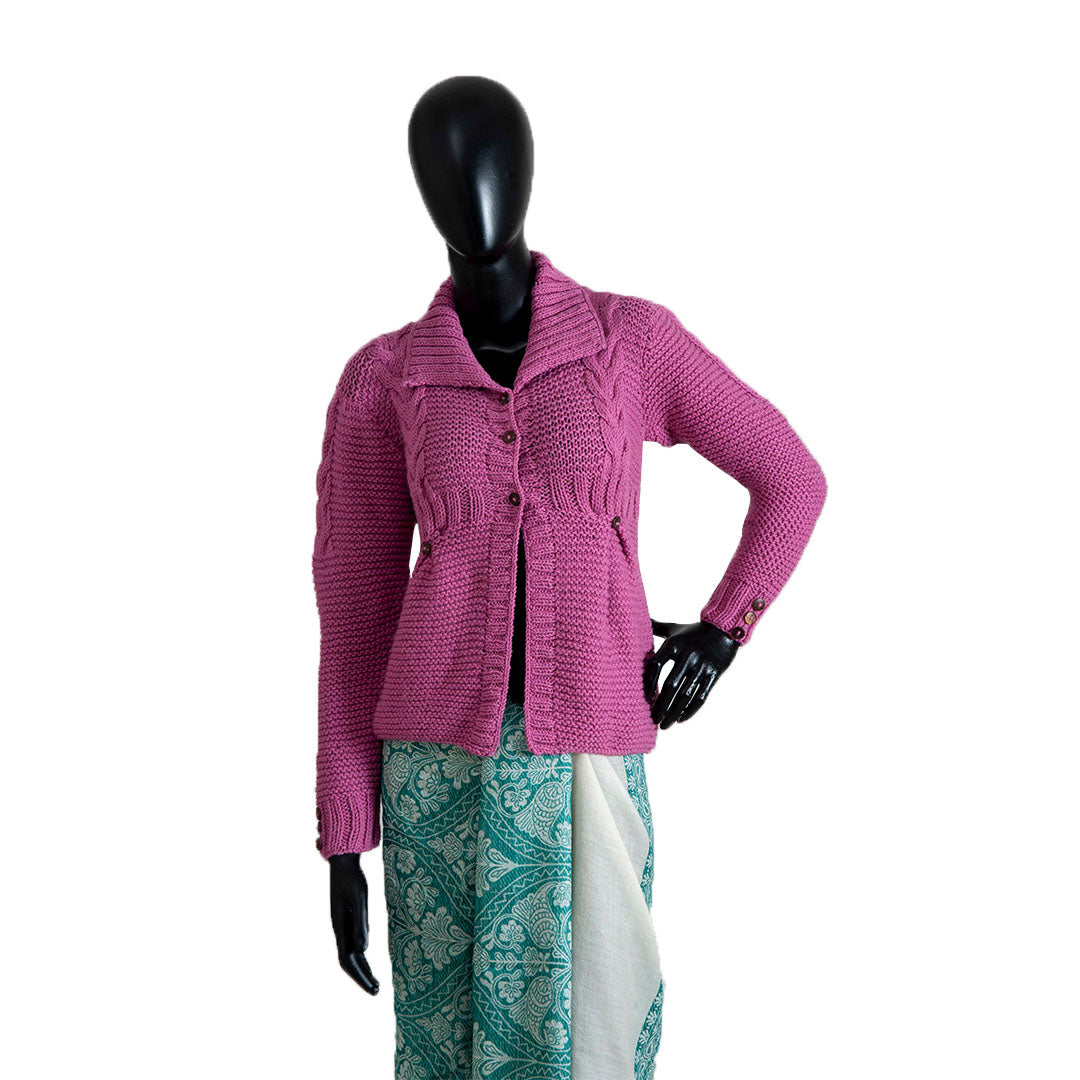 Organic Wool  |   Cardigan   | Mauve Pink - Mojopanda Organic  Store
