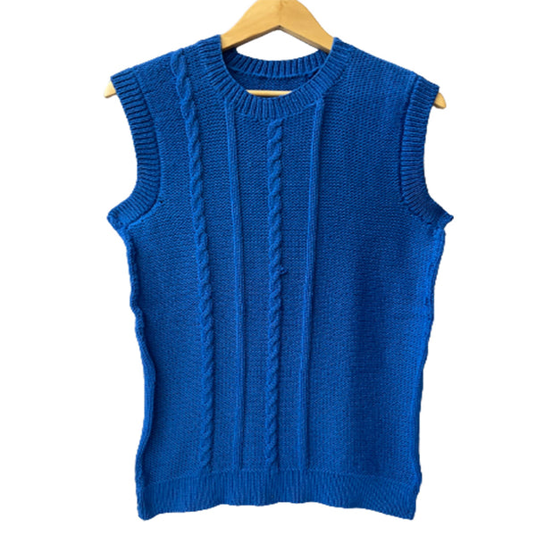 Pullover  Round Neck  Half  Sleeve - Mid Blue    |  For  Men   |  100% Organic Wool