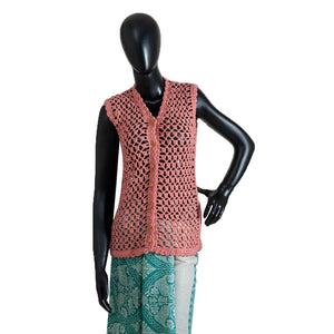 Organic Wool Cardigan Crochet | Dark Salmon - Mojopanda Organic  Store