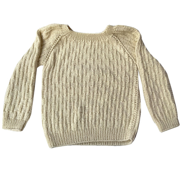 Organic Wool  | Pullover | Ivory  |  Classic Rose | Size- 8-9 years