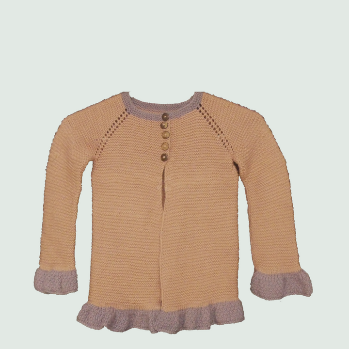 Brown woollen sweater for baby Girl - Front View