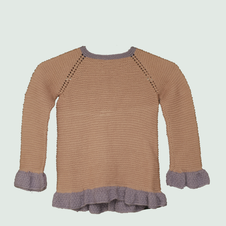 Brown woollen sweater for baby Girl - Back View