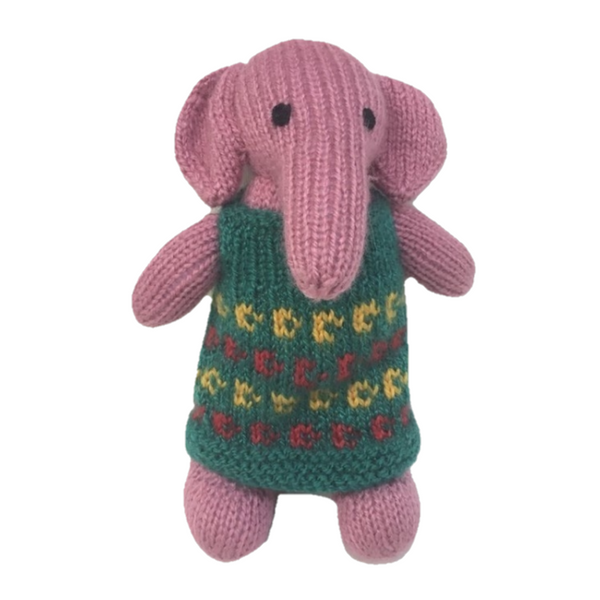 Pink Elephant Hand Knitted Stuffed/Plush/Soft Toy | 100% Organic | Health-pro - Mojopanda Organic  Store
