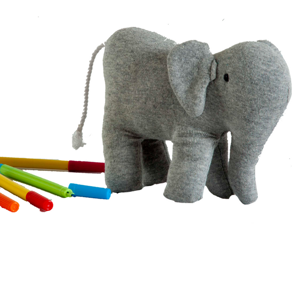 Elephant Machine Knitted Grey Stuffed Baby/Plush/Soft Toy | 100% Premium Cotton