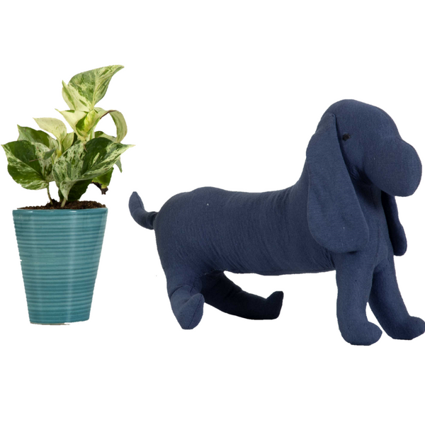 Dog Knitted Dark Blue Stuffed/Plush/Soft Pet Toy | 100% Premium Cotton
