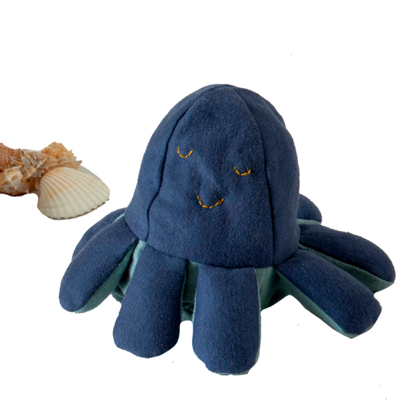 Octopus Knitted Dark Blue & Light Green Stuffed/Plush/Soft Toy | 100% Premium Cotton