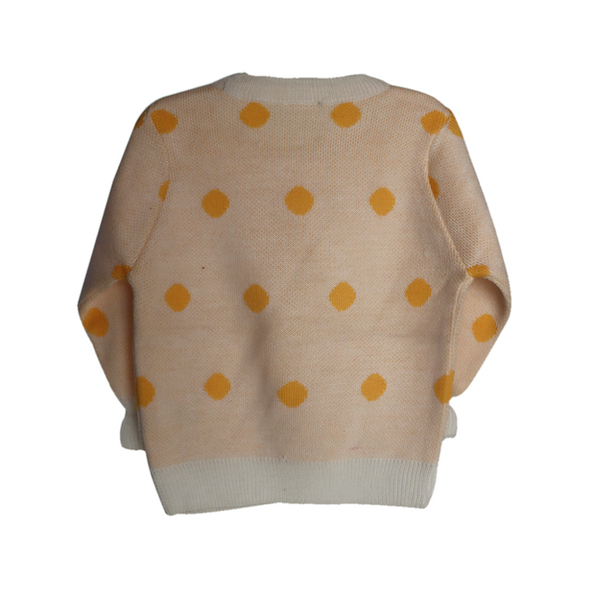 White-Yellow Polka Dots Sweater for Baby  I 100% Organic Cotton
