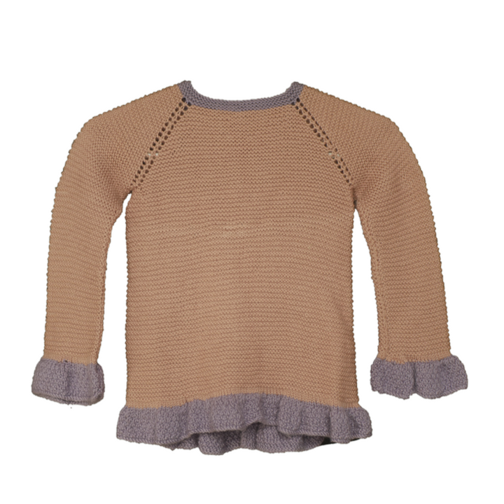 Brown Woollen Sweater for Baby Girl | 100% Organic Wool