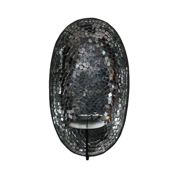 Wall T light Holder  Oval Shape  with Silver Glass Mosaic   | Christmas| Home Decor
