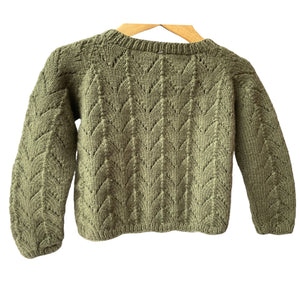 Organic Wool | Cardigan | Olive Green | Size- 18 Month - Mojopanda Organic  Store