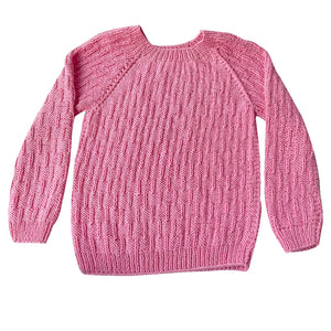 Organic Wool  | Pullover | Ivory  |  Classic Rose | Size- 8-9 years - Mojopanda Organic  Store
